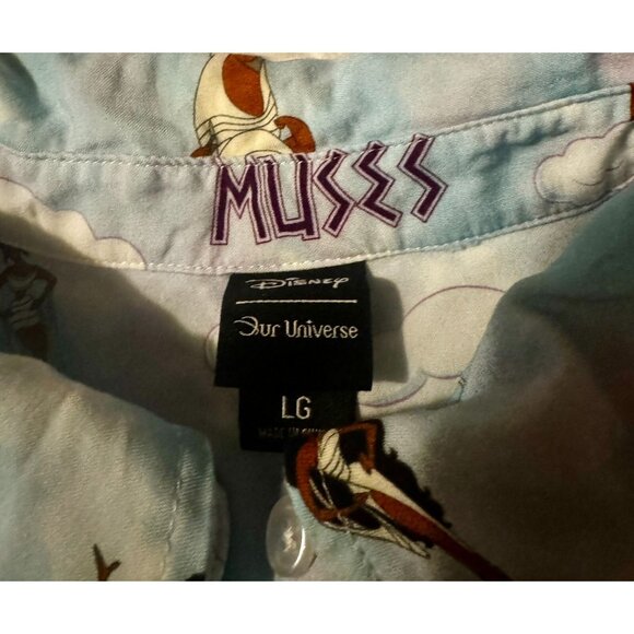 L Juniors Disney Muses Button Tie Shirt Hercules 90s Cartoon Movie Our Universe - Picture 6 of 7